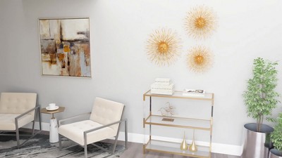 Set of 3 Gold Metal Starburst Wall Sculptures