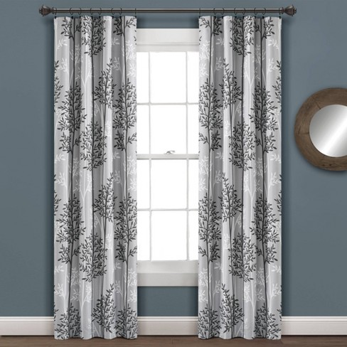 Linear Tree Insulated Gromment Blackout Window Curtain Panels