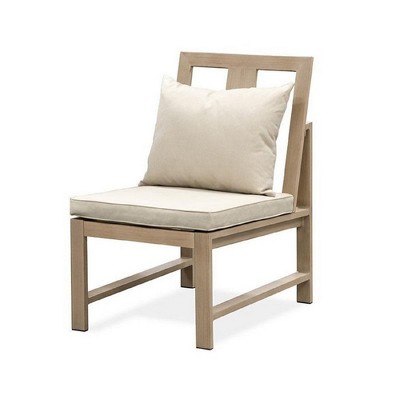 Royal Hampton Outdoor Side Chair Set of 2, Washable Beige Covers, Natural Brown