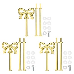 Unique Bargains 3-Tier Cupcake Stand Handles with Screws Bow-Knot Gold 3 Sets - 1 of 4