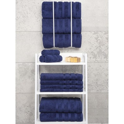 Navy Blue 100% Cotton Turkish 4 Piece Bath Towel Set
