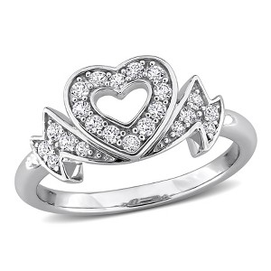 EVERLY JEWELRY | Sterling Silver 3/8 CT TGW Created White Sapphire Open Heart Ring - 1 of 4