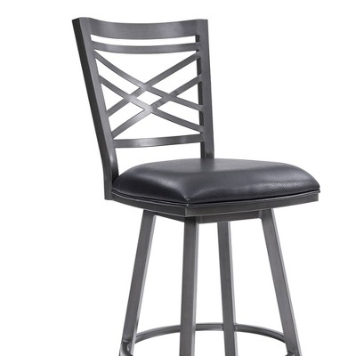 Fargo 32" Swivel Barstool in Mineral Finish with Black Faux Leather