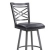 30" Fargo Counter Height Barstool Metal Barstool in Mineral Finish with Faux Leather Black - Armen Living: Upholstered Low Back, Fixed Height - 3 of 4
