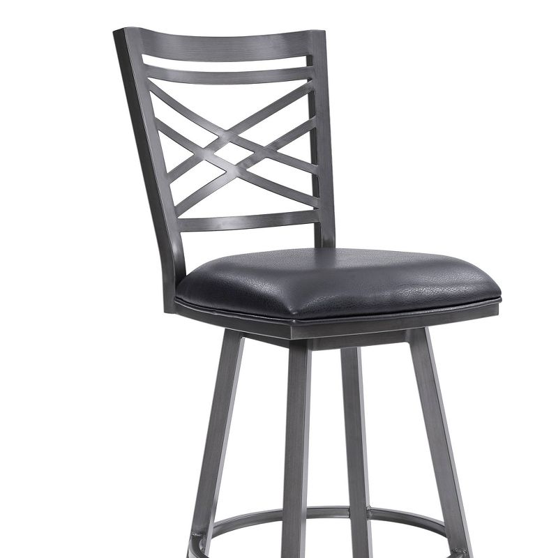 30&#34; Fargo Counter Height Barstool Metal Barstool in Mineral Finish with Faux Leather Black - Armen Living, 4 of 9