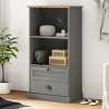 vidaXL VIGO Gray Solid Pine Wood Bookcase Storage with 2 Tier Shelves/2 Drawers - Rustic Bookshelf for Living Room/Study/Bedroom - 2 of 4