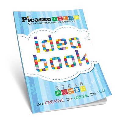 PICASSO-TILES Magnetic Tiles Book for Learning, Idea Booklet for Building Blocks Set, Educational Pad for Kids