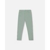 Deux par Deux Girl Organic Cotton Jersey Leggings Jade Green with Floral Detail - 3 of 4