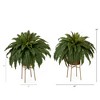 Nearly Natural 32-in Artificial Boston Fern Plant with Metal Planter with Stand DIY KIT (Set of 2) - 2 of 4