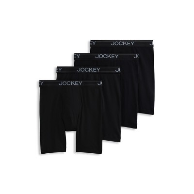 Jockey Men's Lightweight Cotton Blend 7" Long Leg Boxer Brief - 4 Pack 2XL Black