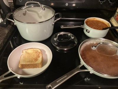Kitchenaid Hard Anodized 10pc Nonstick Ceramic Cookware Pots And Pans Set -  Pistachio : Target