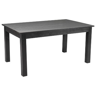 Taylor & Logan 60"x38" Ingles Rectangular Dining Table Black: Solid Pine, Indoor & Outdoor Use