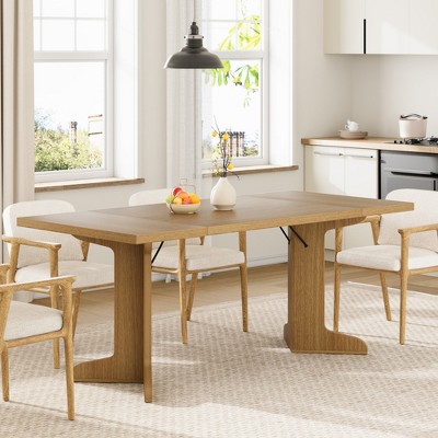 71" Large Dining Table for 6 to 8 People, Modern Dinner Table with Unique Wooden Legs, Rectangle Dining Table for Kitchen, Dining Room & Living Room