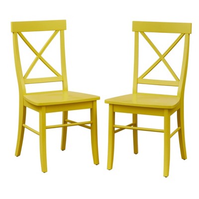 Buylateral Set of 2 Albury Farmhouse Cross Back Solid Wood Dining Chairs