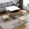 Mshliw Lift-Top Square Coffee Table with Storage and 4 Ottomans, Space-Saving Accent Table for Living Room, Dining Table, Sofa Table, 31.5" - 2 of 4