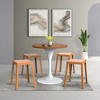 LeisureMod Tresse Stackable Dining Stool – Mid-Century Modern Square Backless Wicker-Top Seat Indoor Outdoor Use for Kitchen, Patio, Garden Set of 2 - 3 of 4