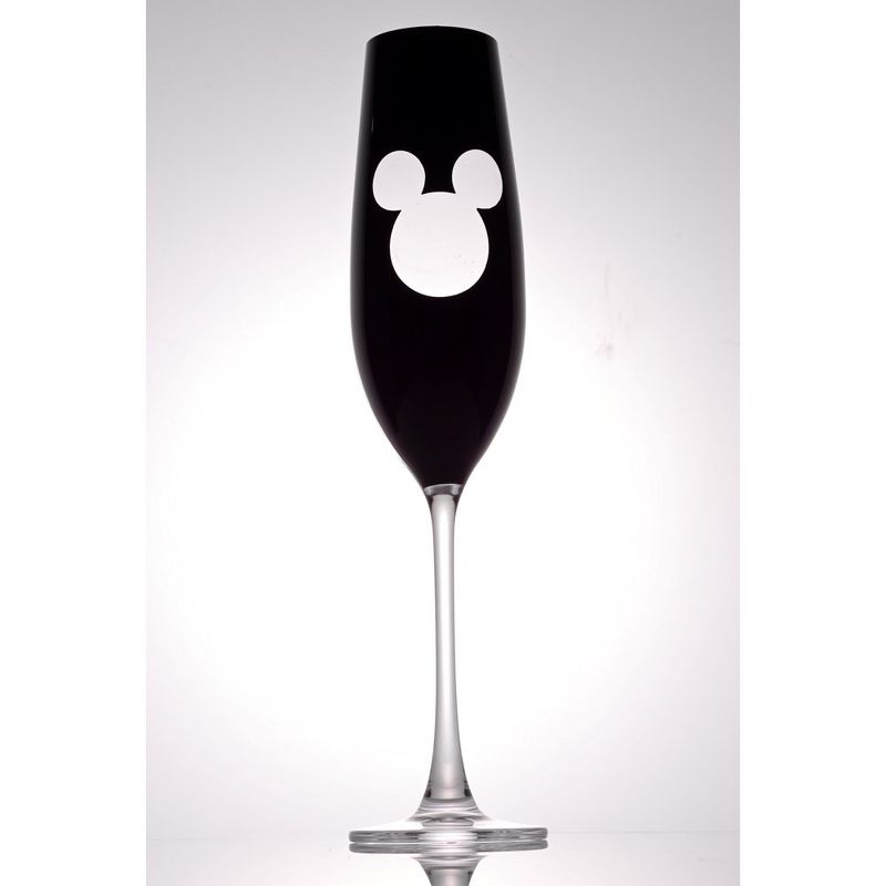 JoyJolt Disney Luxury Mickey Mouse Crystal Stemmed Champagne Flute Glass - 9 oz - Set of 2, 2 of 6