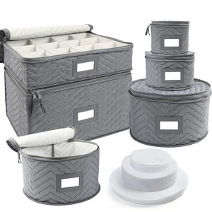 LunaLulinlk 6Pcs China Storage Containers for Chinaware, Stemware, Dinnerware, Gray - 1 of 4