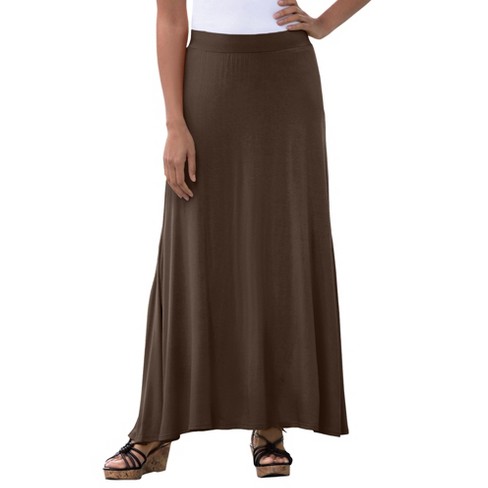 Jessica London Women s Plus Size Everyday Knit Maxi Skirt 30 32 Chocolate