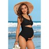 Charmo Women's Ruched Maternity One-Piece Swimsuit Scalloped Cutout & Adjustable Design Pregnancy Bathing Suits - 4 of 4