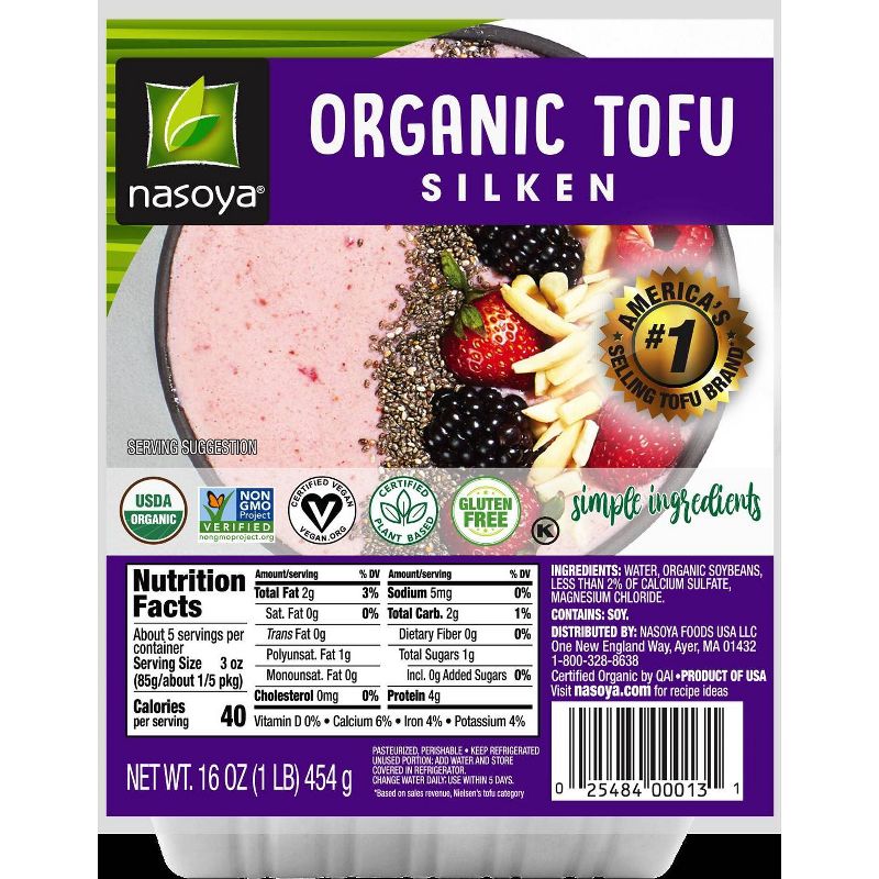 Nasoya Silken Organic Gluten Free Vegan Tofu - 16oz, 1 of 6