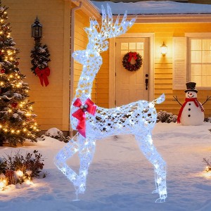 Costway 5 FT Pre-Lit Christmas Reindeer with 100 LED Lights, Holiday Decoration for Home - 1 of 4