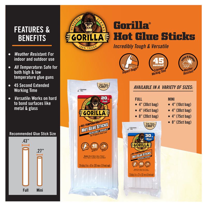 Gorilla Mini High Strength Hot Glue Sticks 30 pc, 4 of 6