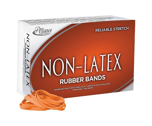 Alliance&#174; Non Latex Orange Rubber Bands, Size 64, 3-1/2 x 1/4, 380 Bands/1lb Box