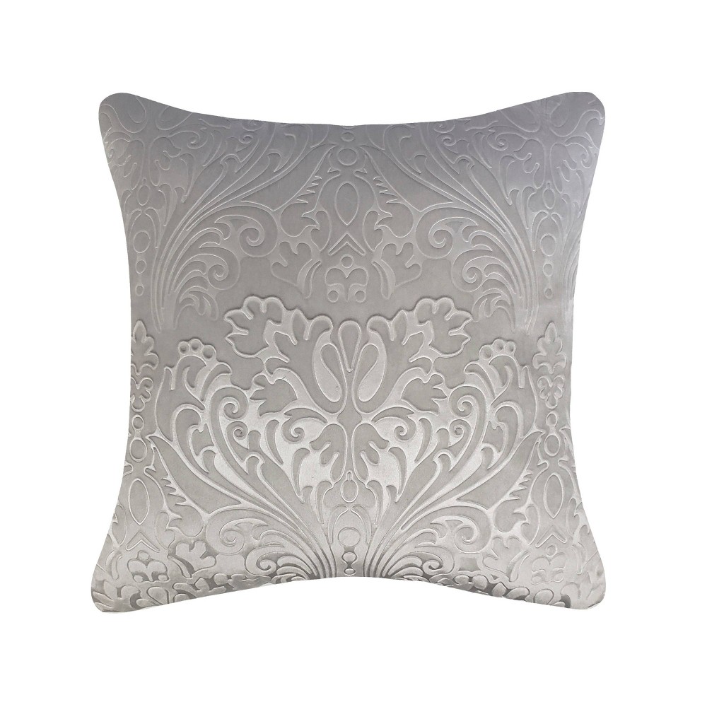 Photos - Pillow 20"x20" Oversize Embossed Panne Velvet Square Throw  Gray - Edie@Hom
