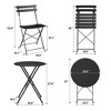 Garvee 3 Piece Patio Bistro Set, Outdoor Folding Table & 2 Chairs, Colorful Metal Furniture for Apartments, Porch, Deck, Balcony, Garden - 3 of 4