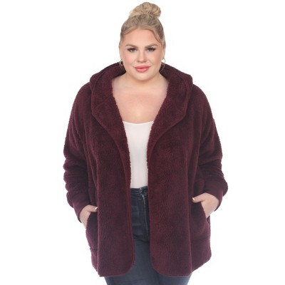 White Mark  PS Plush Hooded Cardigan with Pockets