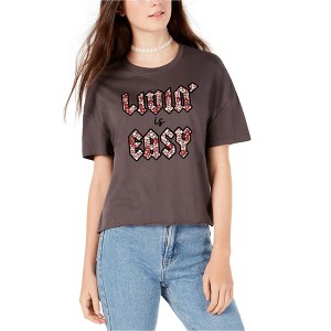 Carbon Copy Womens Livin' Is Easy Graphic T-Shirt, Grey, X-Small - 1 of 1