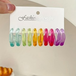Paaaawaters Neon Prism Acrylic Hoop Earrings, Hypoallergenic Lightweight Jewelry Set with 5 Vivid Colors - 1 of 4