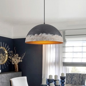 LLHZSY Industrial Hammered Dome Pendant Ceiling Light Fixture for Kitchen Island Dining Room - Antique Black and White - 15 7/10 W x 8 1/2"H - 1 of 4