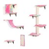 DOMETOUR 5 Pcs Wall Mounted Cat Climber Set, Floating Cat Shelves and Perches, Cat Activity Tree with Scratching Posts - 4 of 4