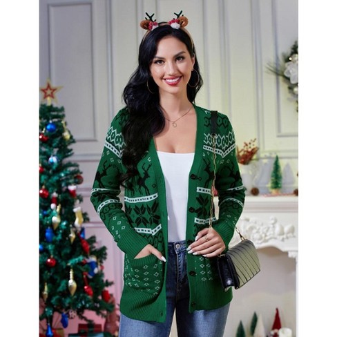 Whizmax Women s Ugly Christmas Cardigans Button Down Open Front Knit Pullover Holiday Vacation Long Sleeve Cardigan Sweaters Target