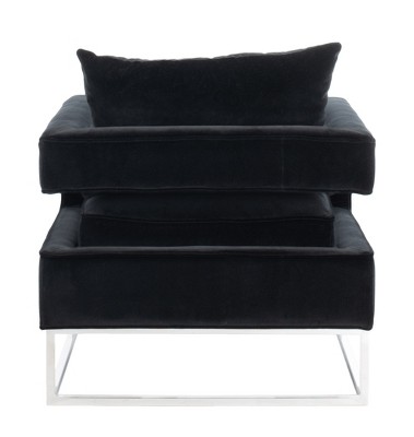 Olivya Black Velvet and Wood Contemporary Accent Chair