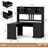 Zevemomo 60" L Shaped Desk with Hutch and Drawers, Corner Computer Desk with Open Storage Shelves,for Home Office or Bedroom, Modern Black - 4 of 4