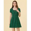 Allegra K Women's Printed Summer Casual Square Neck Short Sleeve Fit and Flare Dress - 3 of 4