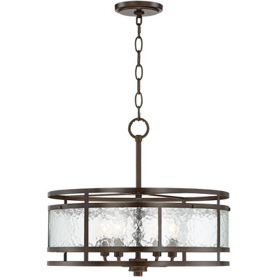 Edinger Bronze Drum Pendant Chandelier with Waterglass Shade