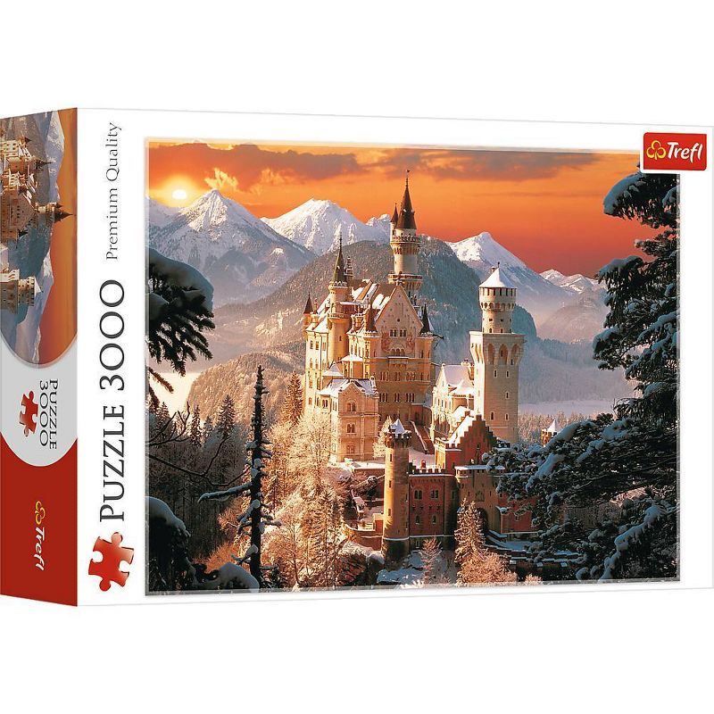 Trefl Wintry Neuschwanstein Castle Germany Jigsaw Puzzle - 3000pc: Brain Exercise, Travel Theme, Flax Fiber Cardboard, 2 of 4