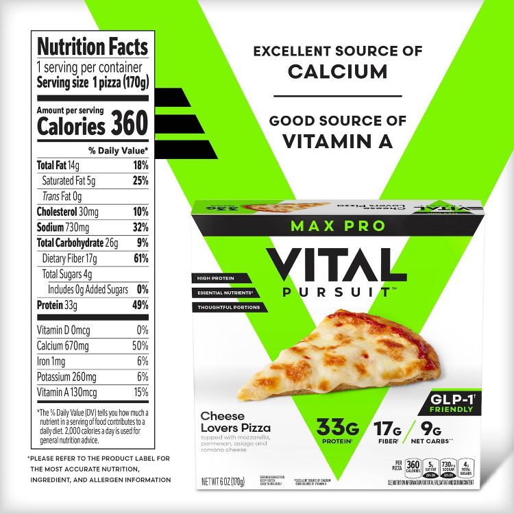 Vital Pursuit High Protein Frozen Cheese Lovers Thin Crust Pizza - 6oz, 5 of 6
