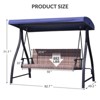 Aoodor 3-Seat Outdoor Rattan Patio Swing with Adjustable Dark Blue Canopy, Built-in Quick-Drying Foam Seat, Rattan Wicker, Rust-Resistant Iron Frame - 3 of 4