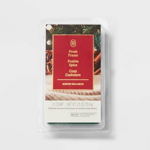 12ct Holiday Fresh Fraser, Festive Spice and Cozy Cashmere Wax Melt - Threshold™ - 1 of 3