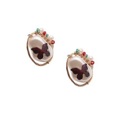 Women's Butterfly Stud Earrings - Multicolour