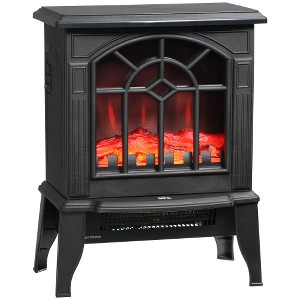 TOBILE Fireplace Stove, 18"Freestanding Fireplace Heater with Realistic Flame, Overheating Protection, Portable, 750W/1500W, Black - 1 of 4
