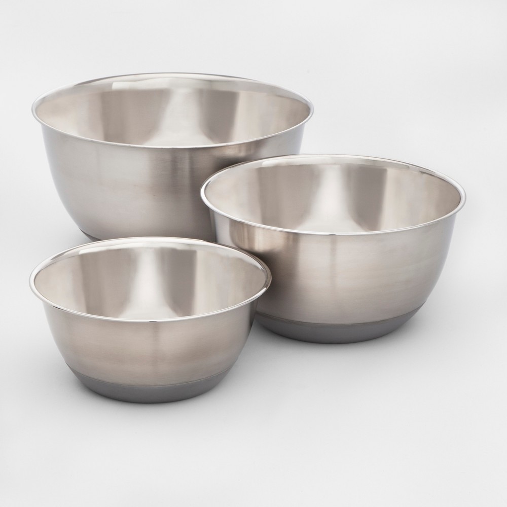 Stainless Steel Non-Slip Mixing Bowl Set of 3 - Made By Design, Silver