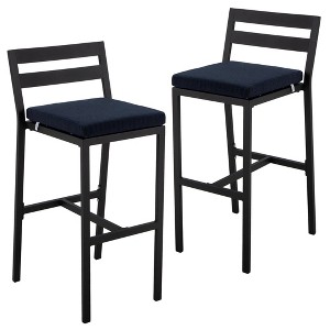 LeisureMod Chelsea Collection Modern Aluminum Outdoor Bar Chair Set of 2 - 1 of 4