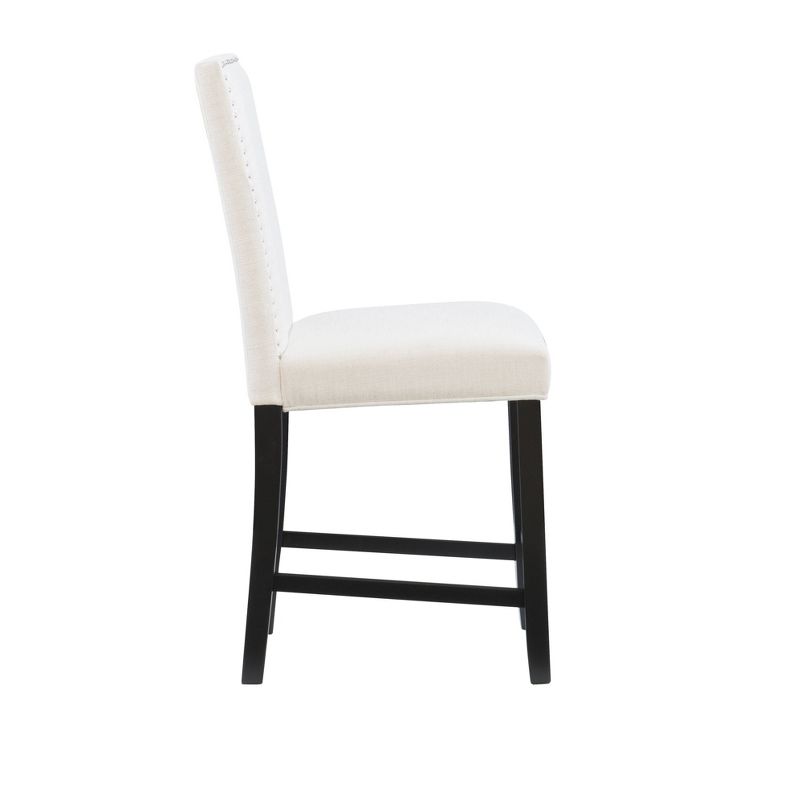 24&#34; Stewart Padded Back and Seat Faux Leather Upholstered Counter Height Barstool - Glitz White - Linon, 4 of 11