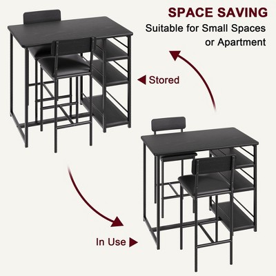 Dining Table Set for 2, Counter Height Kitchen Table and Chairs, Bar Table Set with 2 Upholstered Bar Stools
